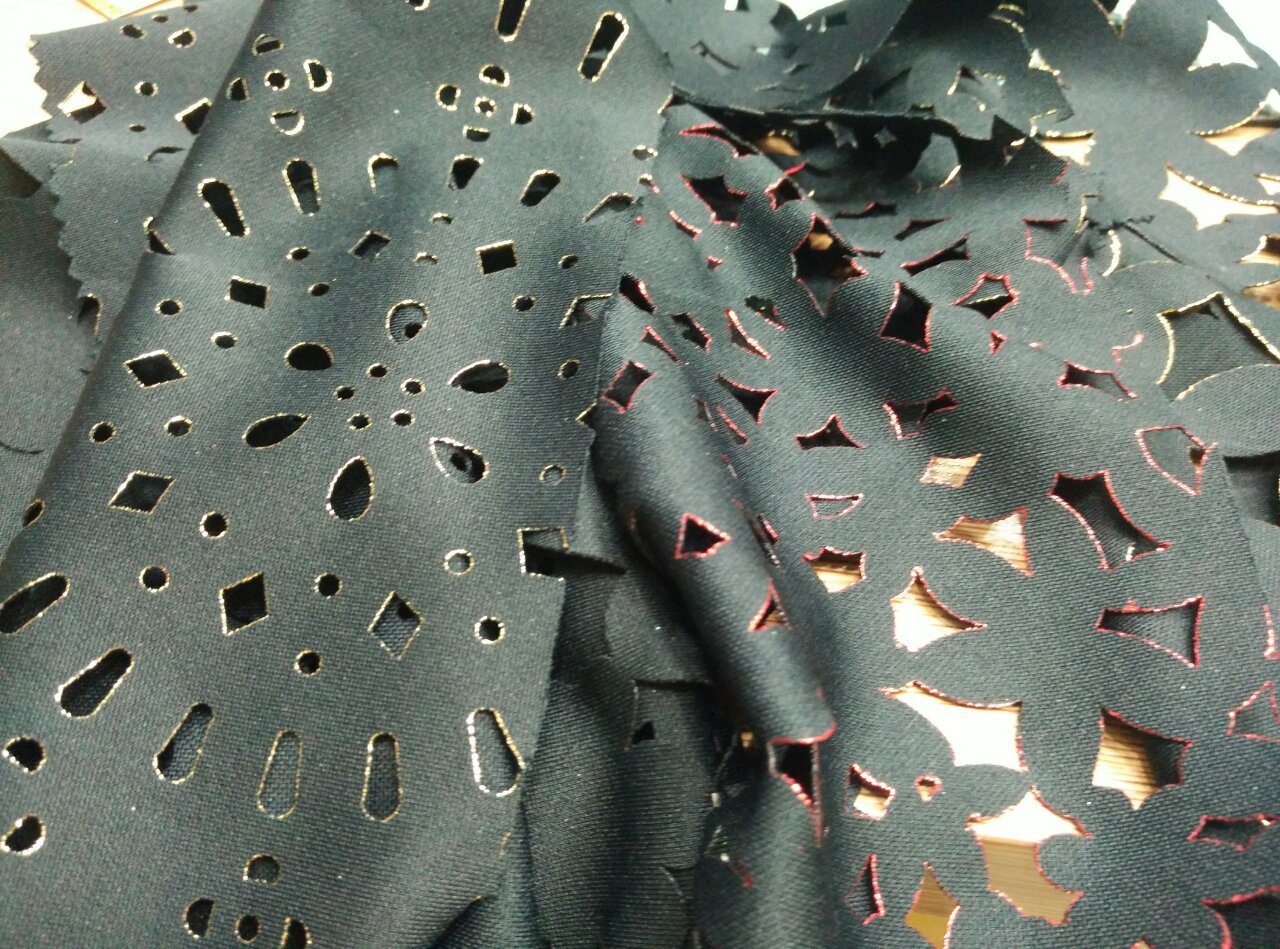 纺织品加工-供应服装面料激光镂空金边烫金压金加工 专业激光镂空面料