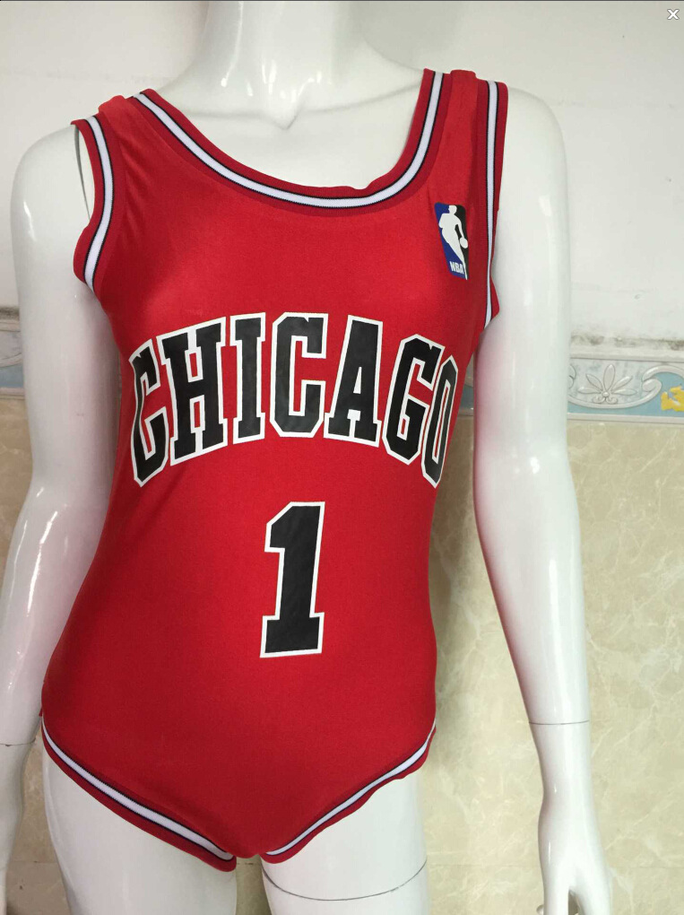 现货2018速卖通爆款欧美女装拼接紧身连体nba球衣泳衣