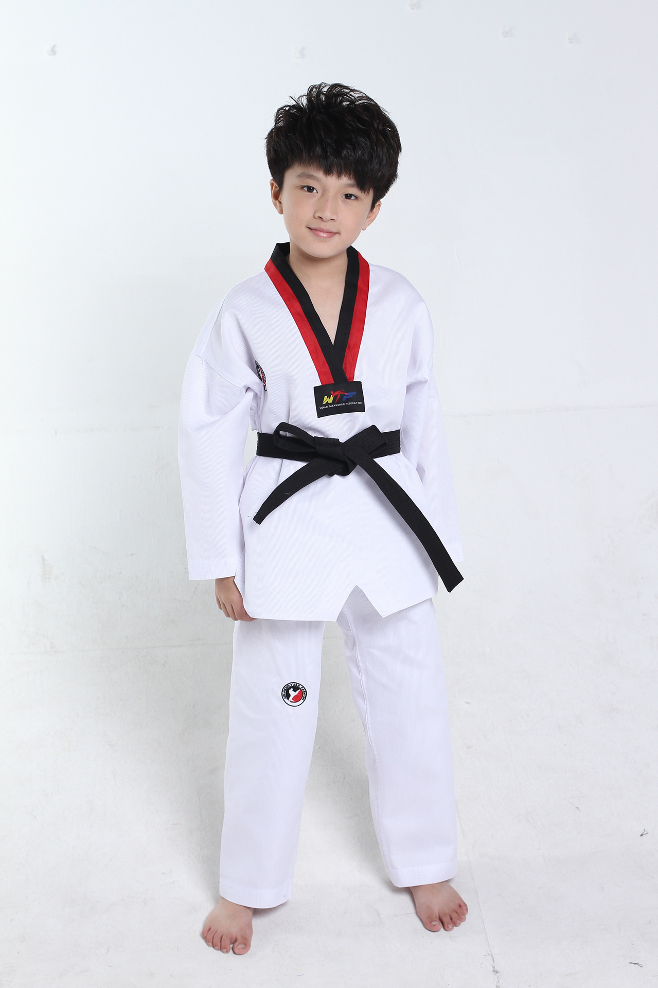 跆拳道服 正品儿童纯棉长袖跆拳道道服男女成人全棉跆拳道服装