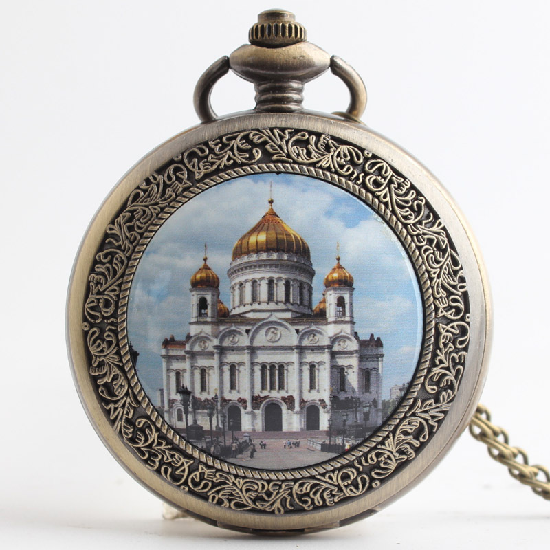 俄罗斯救世主大教堂纪念怀表 东正教纪念品 莫斯科旅游礼品表批发