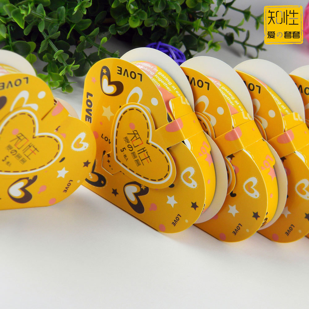 正品爆款创意心形盒装5只安全避孕套成人情趣保健性用品厂价批发