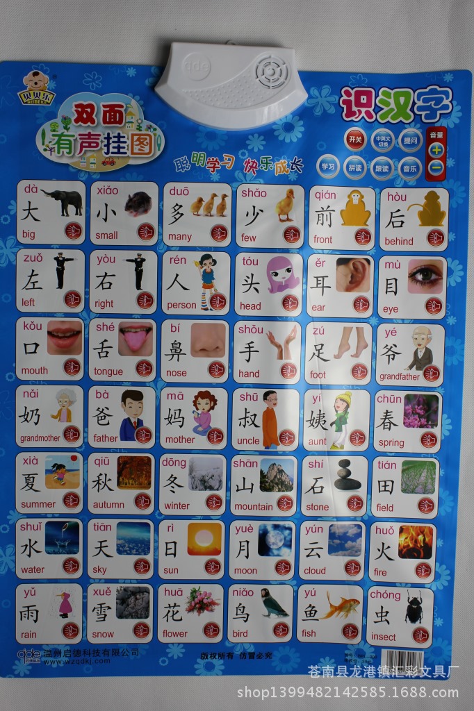 专业生产定制 识汉字平面双面有声挂图 现货