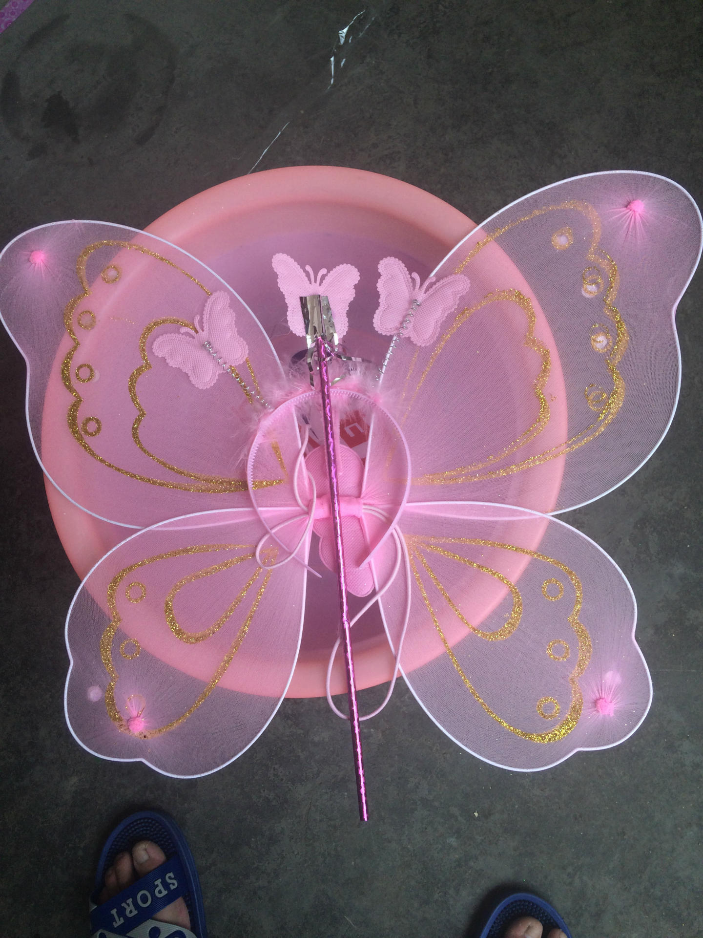 不掉粉花片款蝴蝶翅膀单层蝴蝶翅膀三件套批发旅游纪念