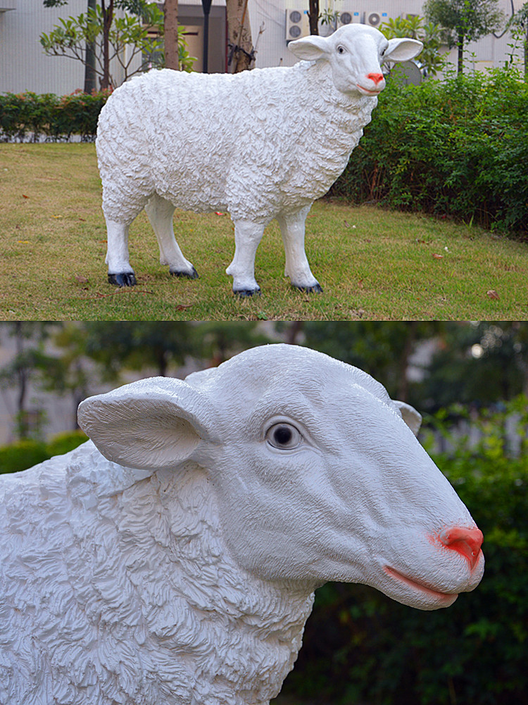 绵羊摆件氧化镁工艺品羊模型 草地装饰品景区景观雕塑场景小品