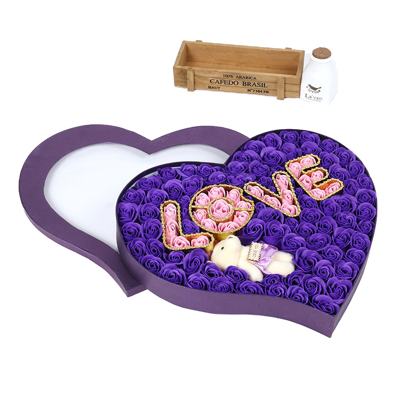 生日礼物送女友浪漫表白玫瑰香皂花心形礼盒肥皂花创意礼品