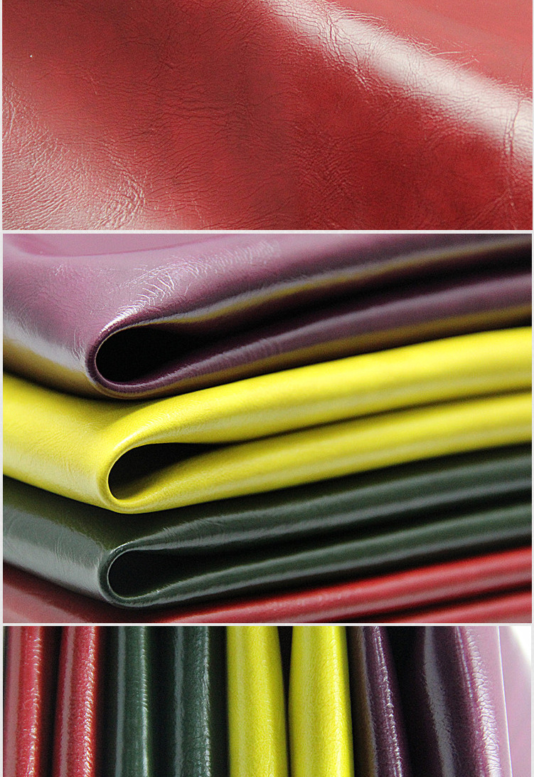 厂家直销环保亮面油蜡皮pu合成革 耐磨家具革沙发人造革面料批发