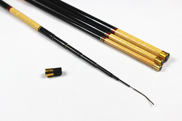 亮丽黄色涂装搭配黑色段涂设计,防滑镂空金属把,实心竿捎,赋予鱼竿
