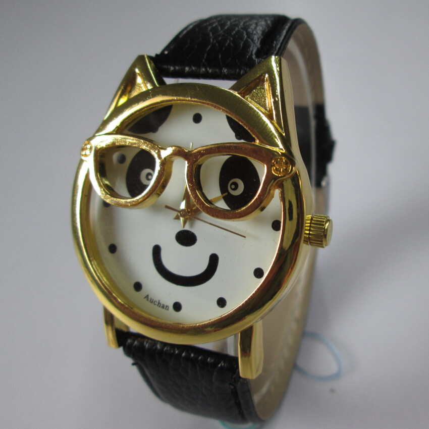 儿童手表 金色熊猫猫戴眼镜个性炫酷手表 小朋友的最爱