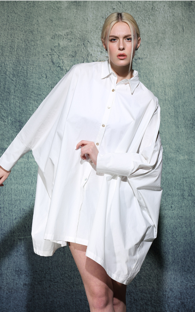 欧洲站街头白衬衣跨境女装 eva freedom时尚创意设计大码衬衫女