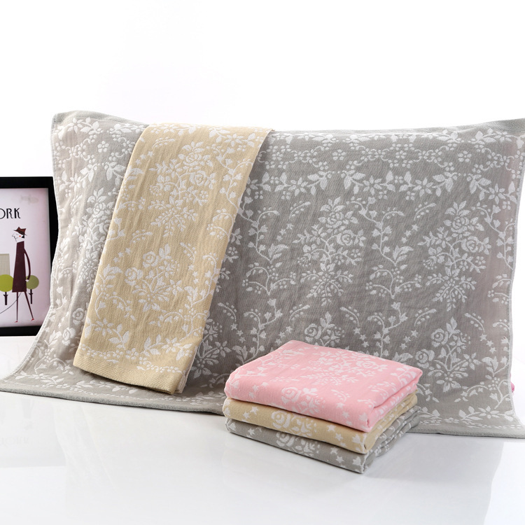 厂家直供纯棉枕巾 双层纱布情侣枕巾 提花单人单条正品
