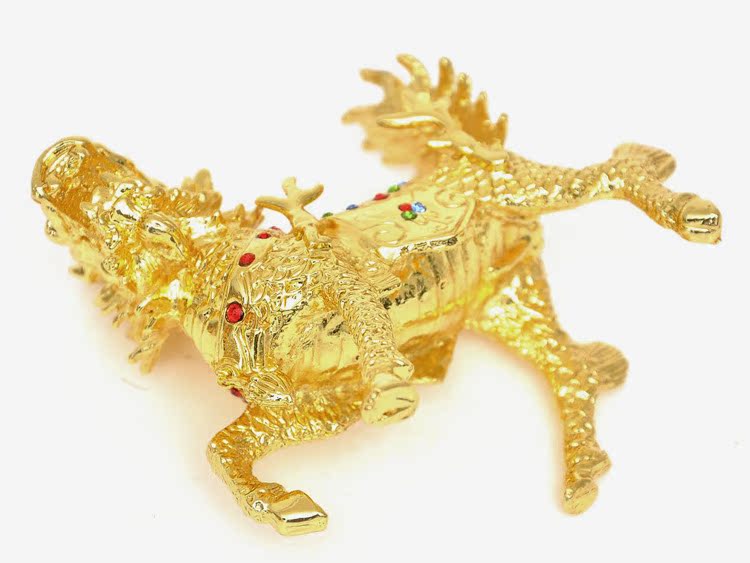 文王风水厂家直销批发镀金火麒麟 金色钻石麒麟摆件开运风水用品