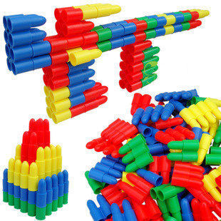 幼儿园益智玩具大号子弹头积木 大块塑料建构拼插桌面积木耀辉