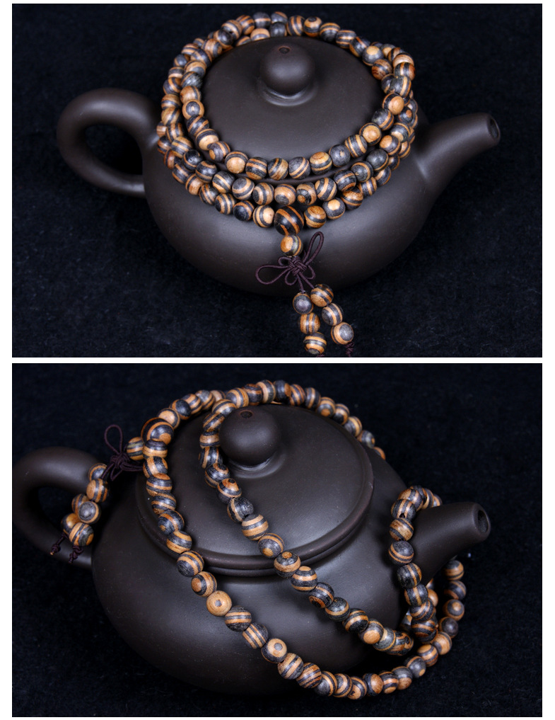 厂家批发木饰礼品 非洲斑马木佛珠手链 男女款手串 汽车挂饰念珠