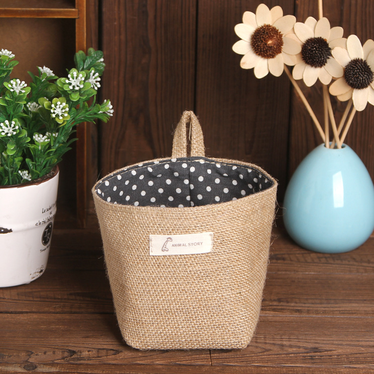 2022 New Storage Basket Fabric Storage Small Sack Hanging Can Be Used for Flower Pot Coats Storage Jute Desktop Storage