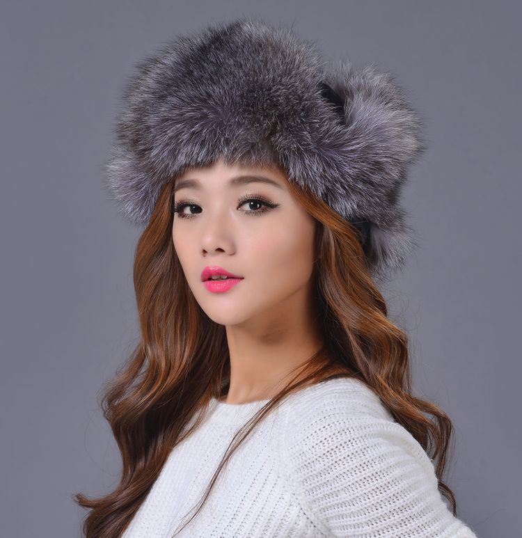 雷锋帽秋冬新款女士进口狐狸毛皮草帽子护耳帽加厚防风保暖批发