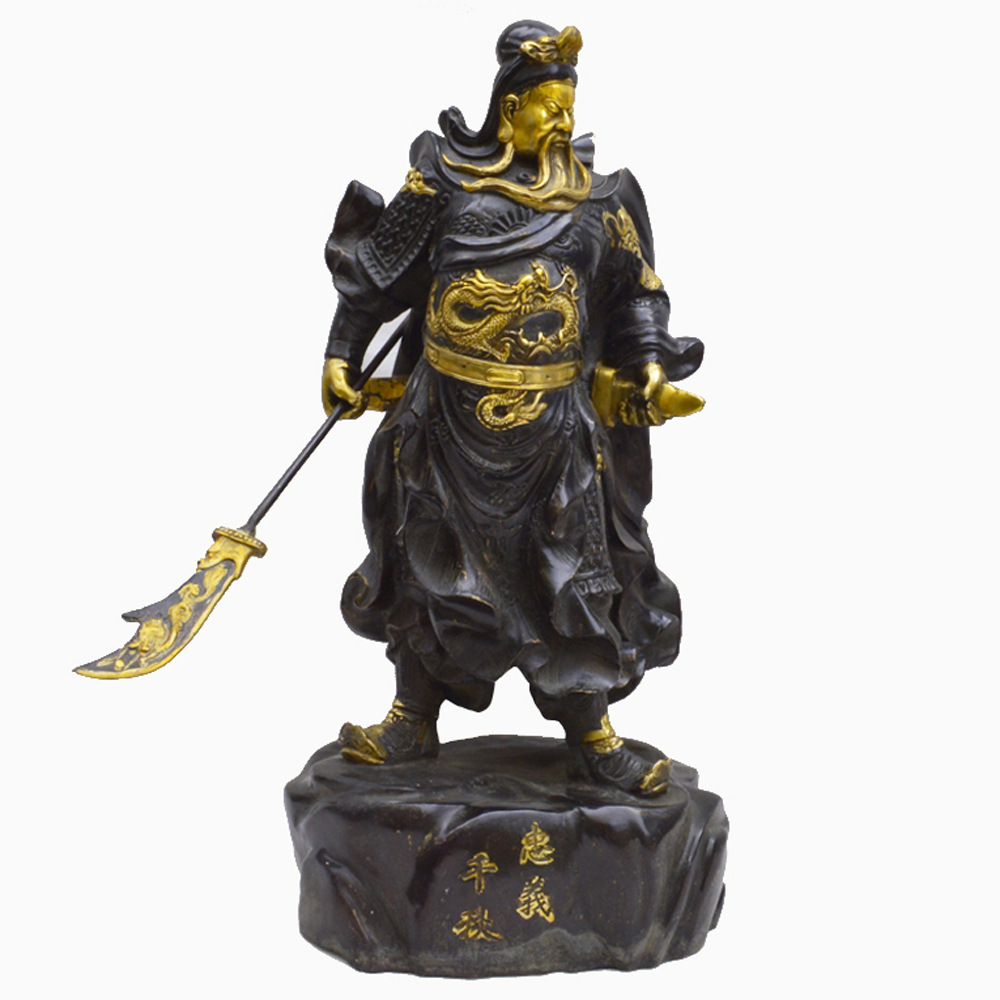 金属工艺纯铜关公忠义千秋武财神人物工艺品雕像居家办公装饰摆件
