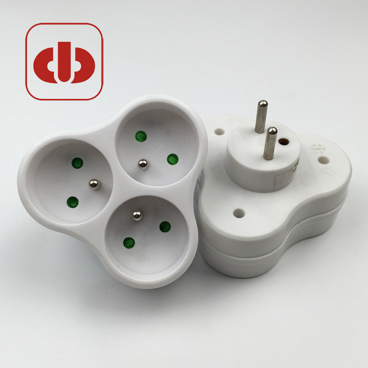 法标电源转换插头 法式转换插座 法国转换器 1转3插头 16a250v