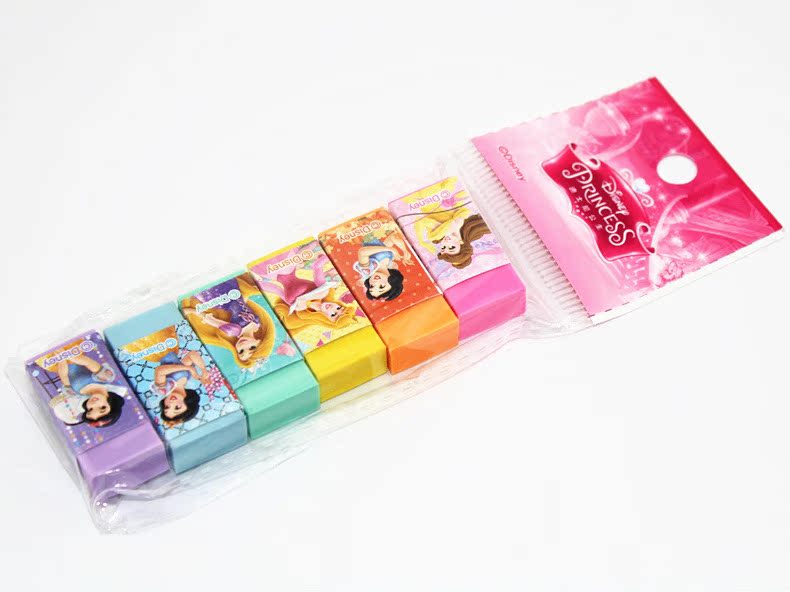 联众 迪士尼文具 可爱公主 6只装橡皮 卡通橡皮擦 p5207-7