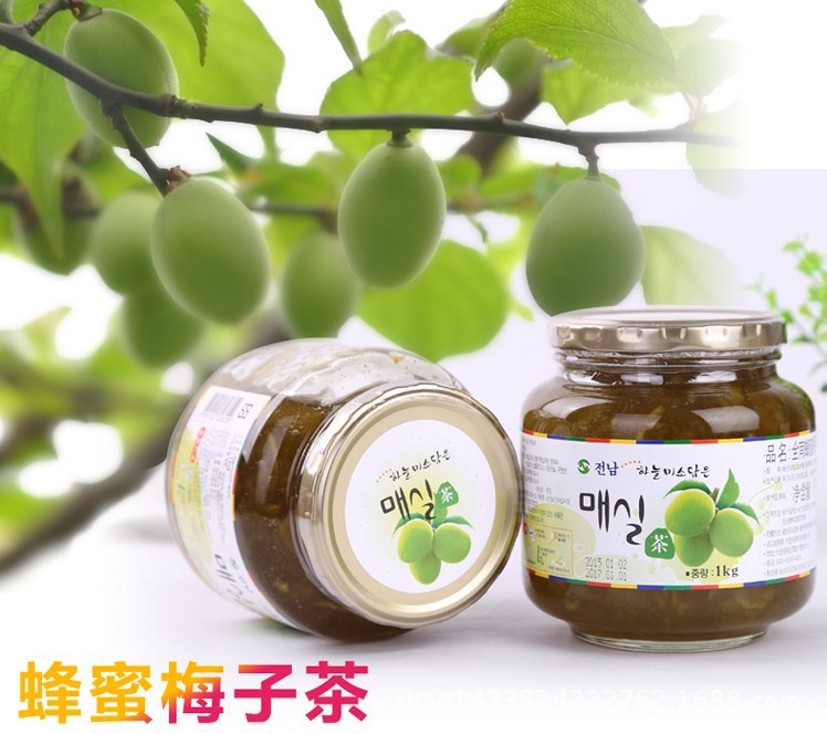 批发零售 韩国梅子茶 韩国原装全南蜂蜜梅子茶1kg 青梅梅子果茶.