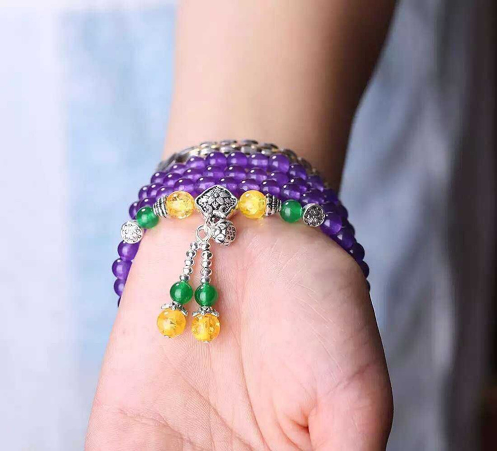 紫玉髓手链天然紫玉髓手链女玉髓手链多圈多层紫玉髓手链多圈手串