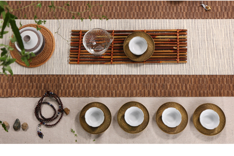纯手工草编桌旗茶旗香满席禅意干泡台茶帘麻茶席竹席布茶道零配