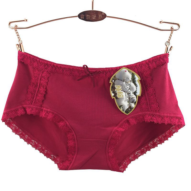 花边全棉低腰纯色三角内裤女糖果色纯棉内裤2504 产品实拍/模特着装图
