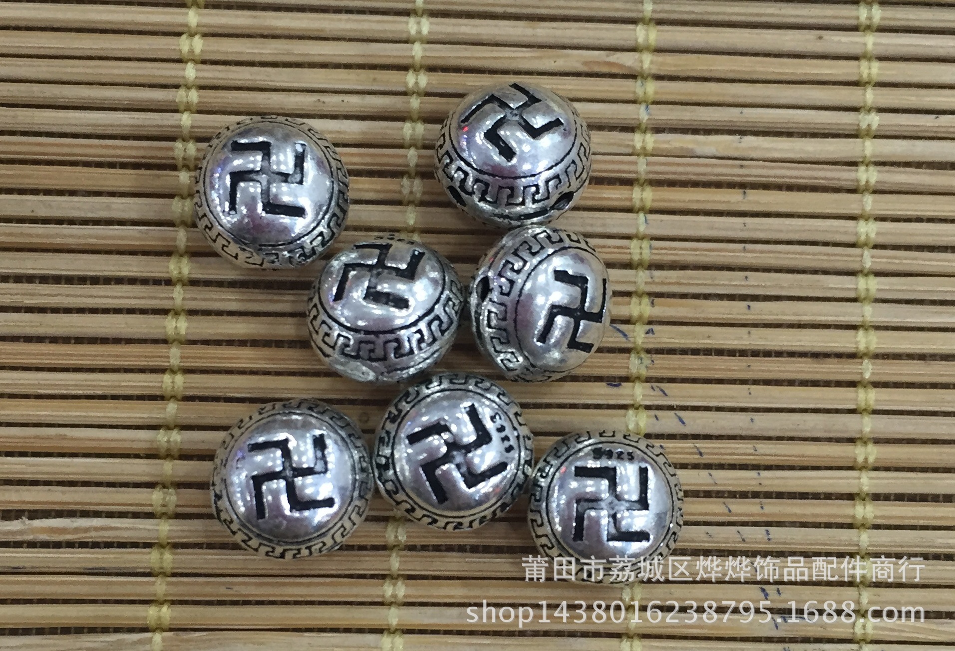 泰银配件_批发 泰银配件s925 卍万字圆形 佛珠diy - 阿里巴巴