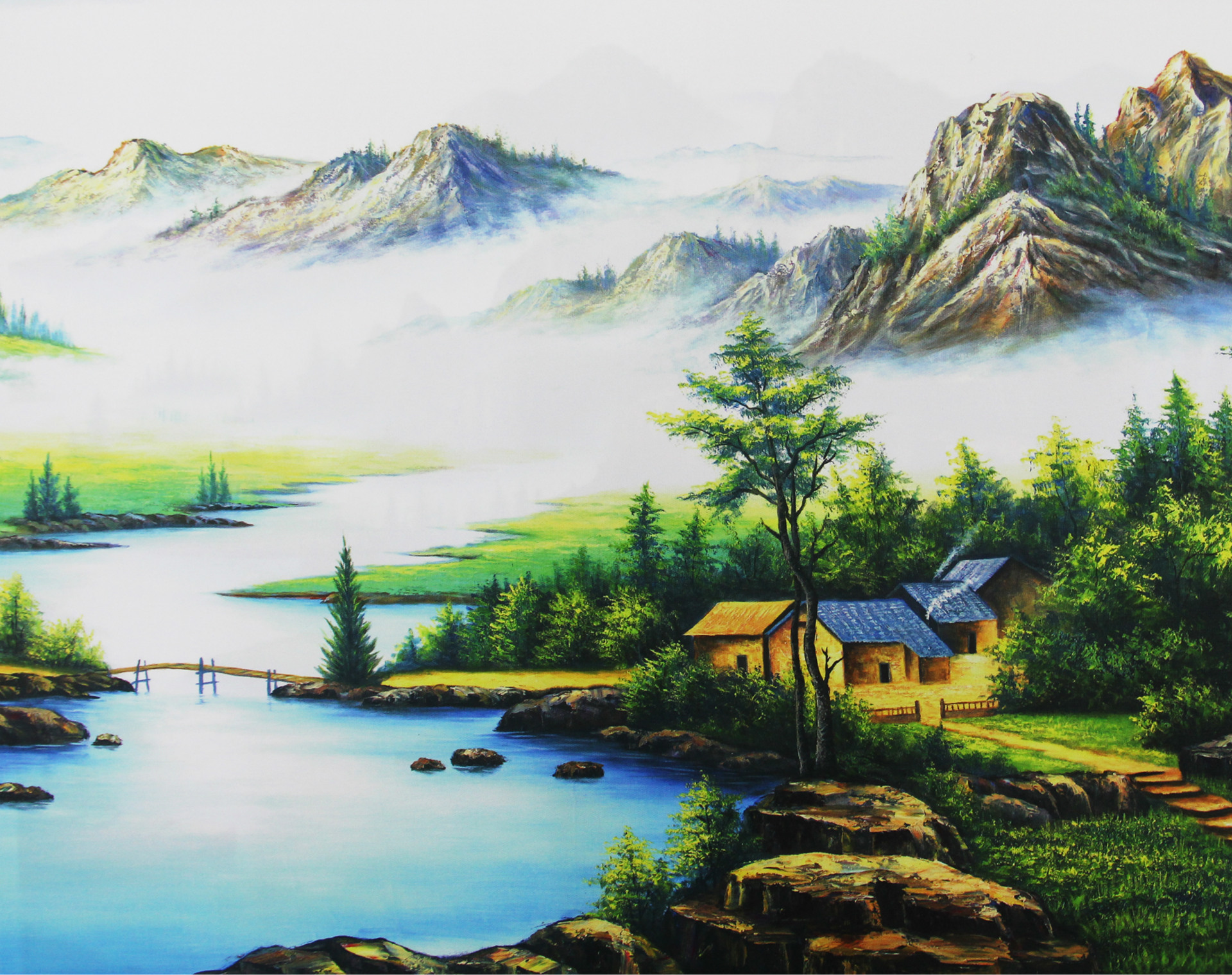 厂家批发高清喷绘印刷仿真油画风景油画居家装饰画古典风景画