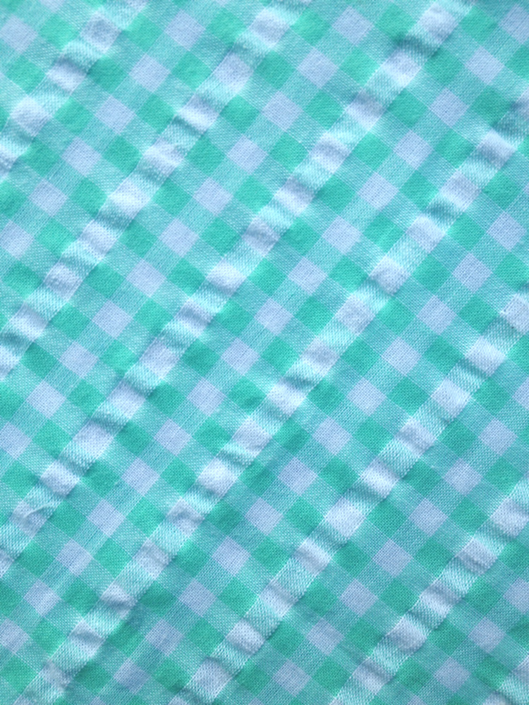 全棉泡泡纱面料 朝阳格泡泡纱 现货蓝白格