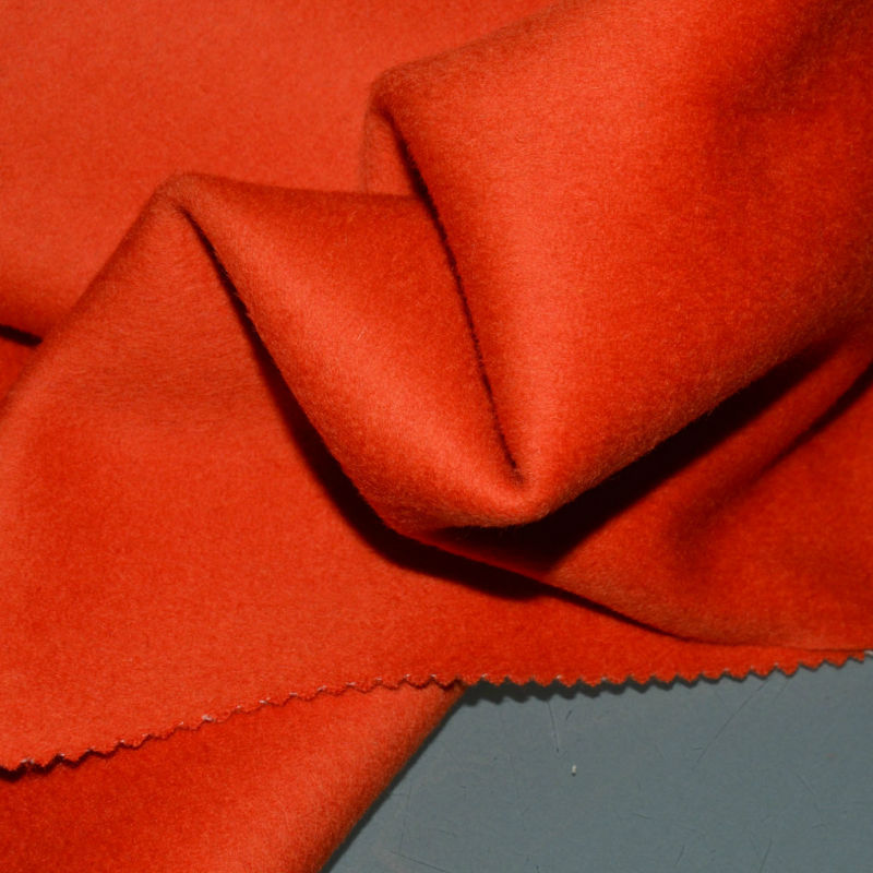 现货 高档新款橘红色双面呢 羊毛大衣呢