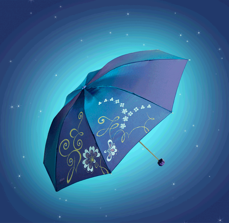 *天堂伞307e闪银丝印 创意三折防晒晴雨伞礼品防紫外线遮阳伞