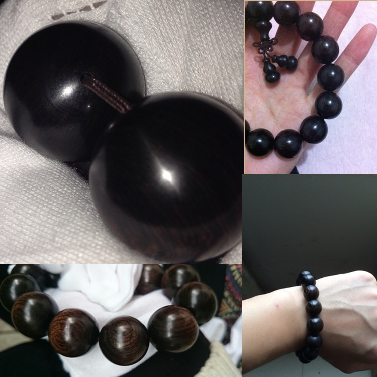 印尼黑檀乌木珠手链沉水男女款士顺纹紫光檀佛珠手串厂家批发
