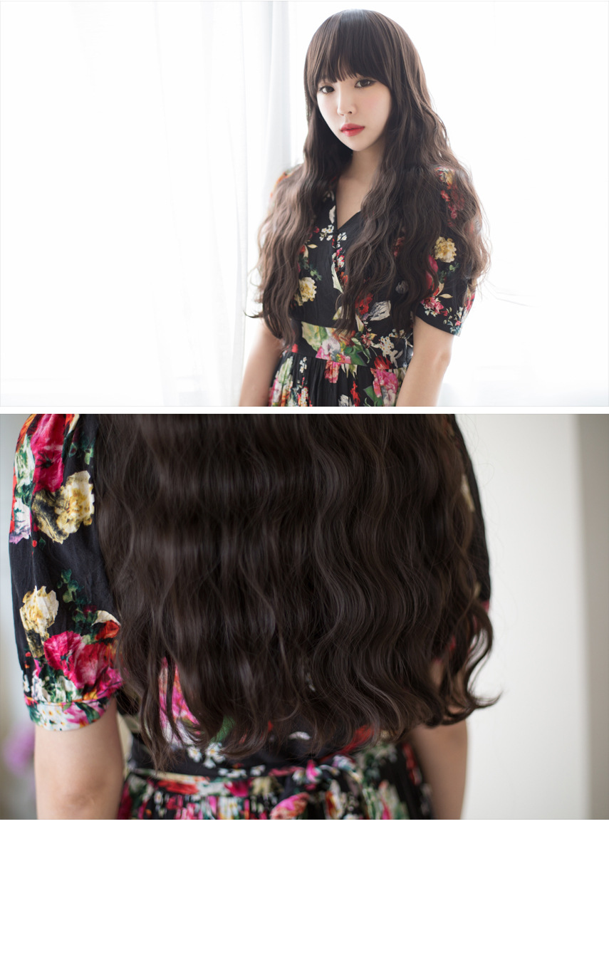 韩国假发女长卷发齐刘海蓬松玉米烫大波浪长卷发女修脸梨花头卷发