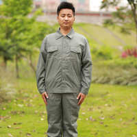 长袖工作服_秋季军绿色涤棉纽扣 工程园林绿化