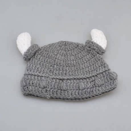 2015年新款 可爱牛魔王儿童手工毛线帽 牛角儿童手工帽 儿童冬帽