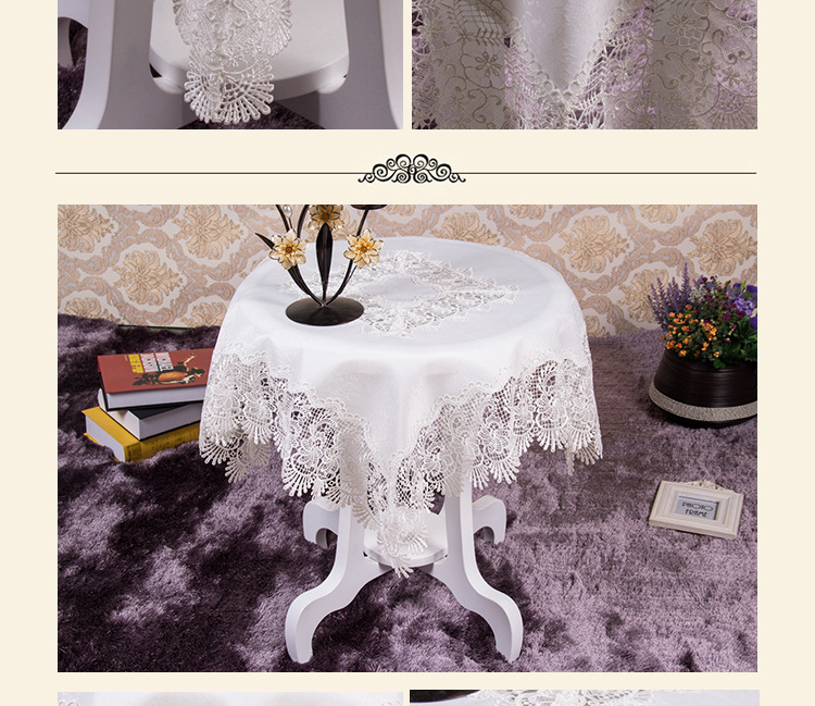 优质贡缎田园居家餐桌布桌布方形水溶花边台布