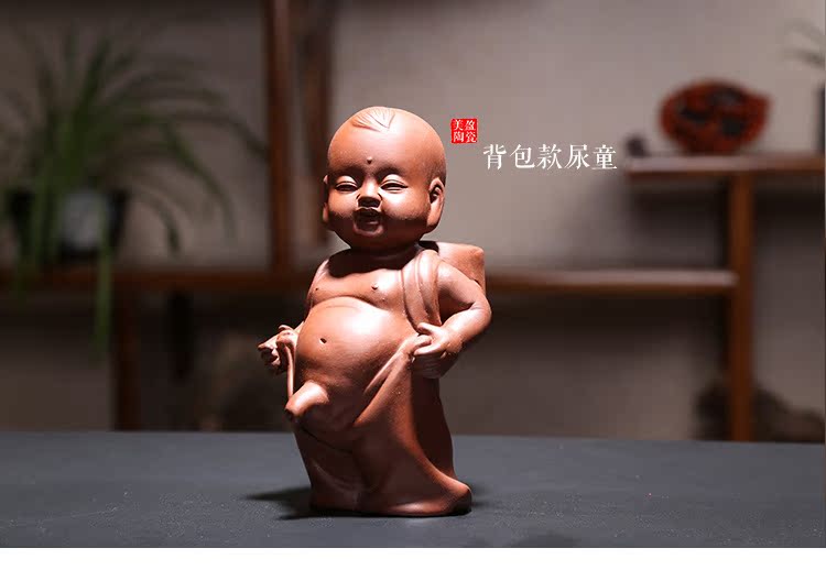 德化紫砂陶人物尿童茶宠创意家居陶瓷小摆件