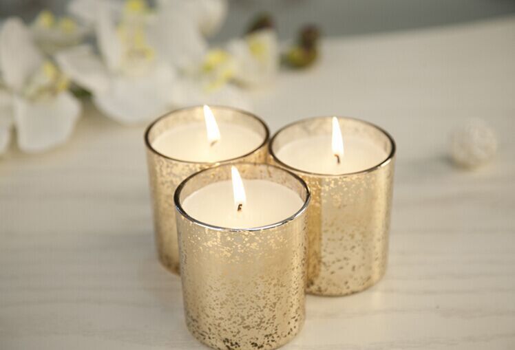 【金利芳】香薰蜡烛玻璃杯蜡烛迷你金色杯蜡烛 无烟环保蜡烛