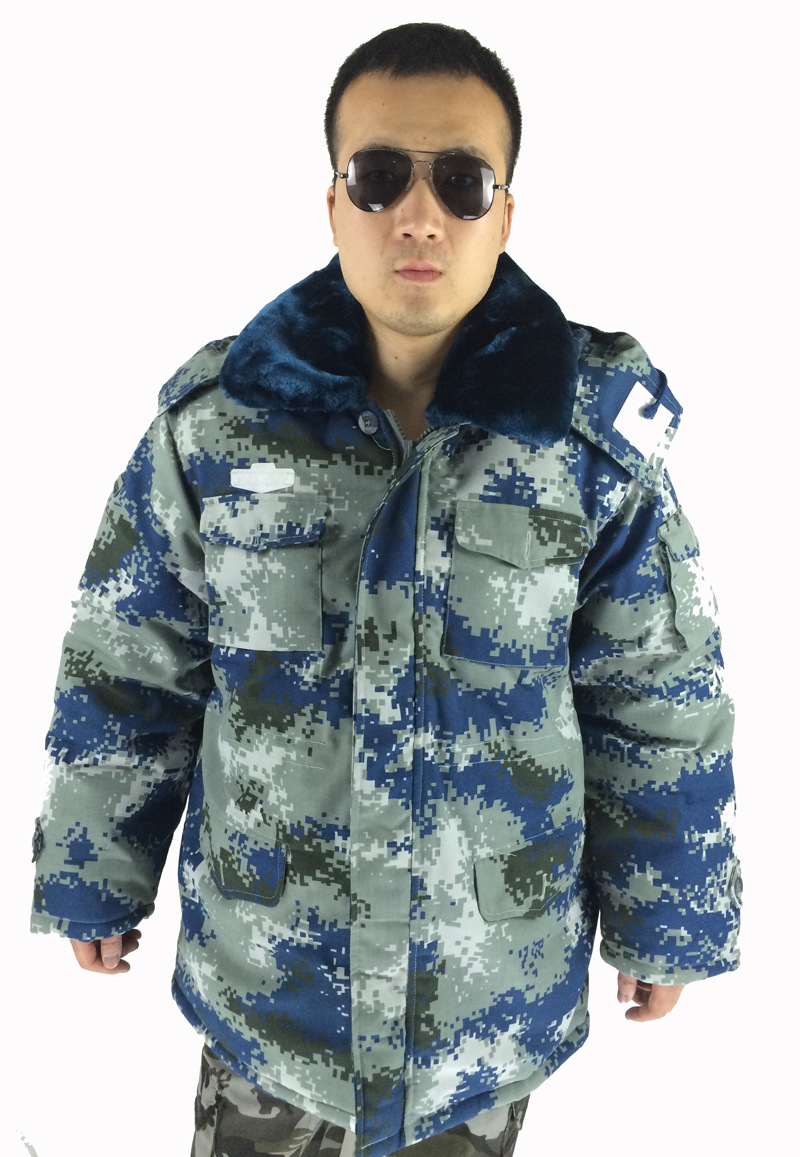 07新式多功能海洋迷彩防寒作训大衣 冬季加厚保暖棉服厂家.