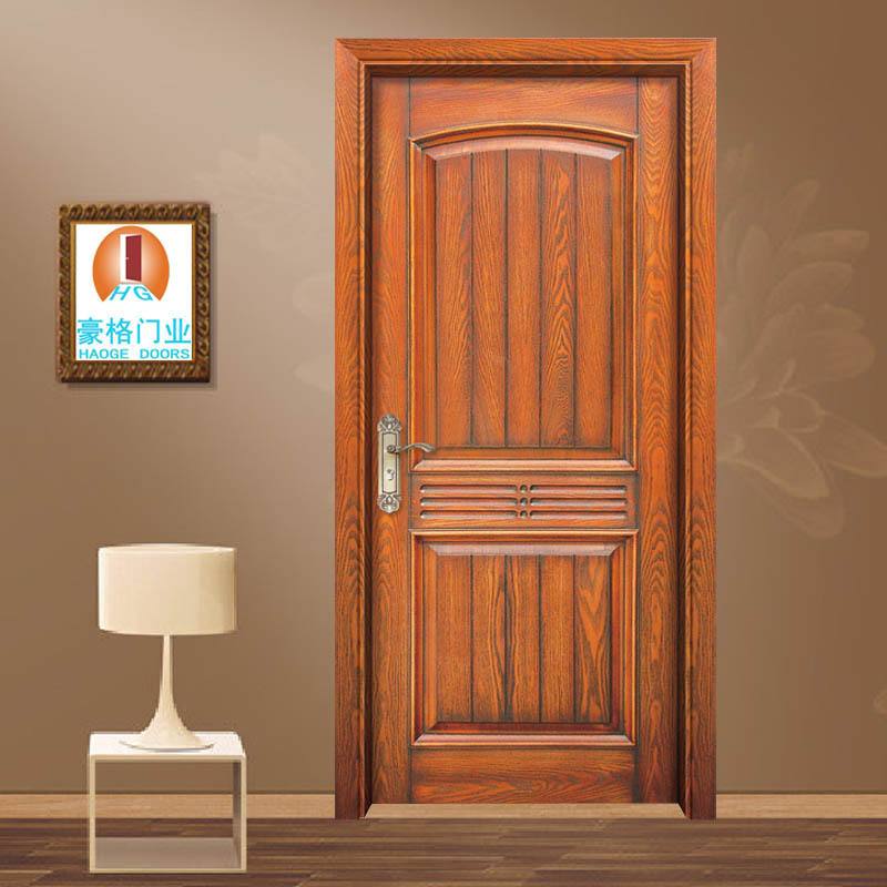 厂家销售 古典室内原木门 优质棕色实木烤漆门 精美原木门批发