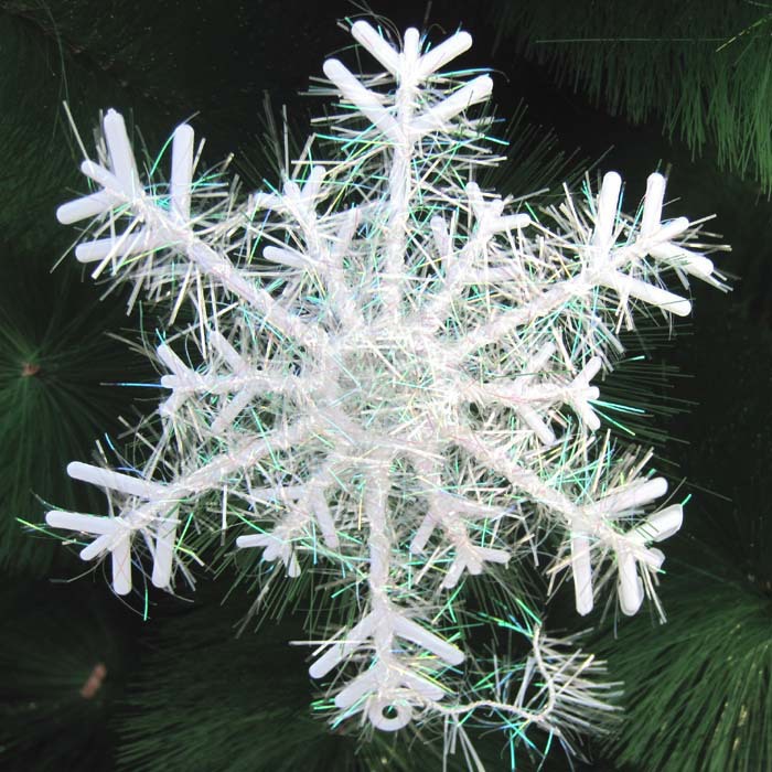 圣诞雪花片 塑料雪花 圣诞树装饰挂件 18cm雪花片 批发圣诞用品