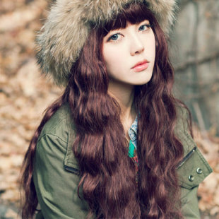 韩假发女长卷发齐刘海玉米烫假发烟花烫逼真泡面卷假发玉米须发套