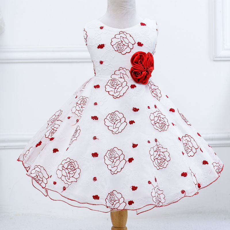 一件代发外贸原单童装刺绣玫瑰公主裙儿童连衣裙children dress