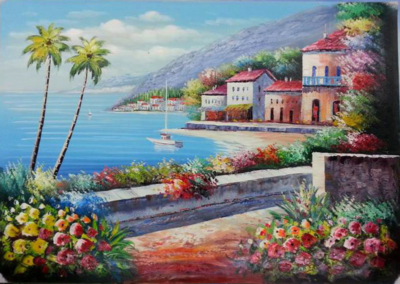 批发价欧式手绘风景油画 酒店别墅装饰壁画