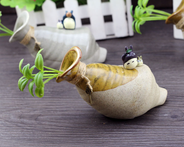 c1154微景装饰倒插花器创意家居工艺品摆件龙猫陶瓷家居摆件礼品