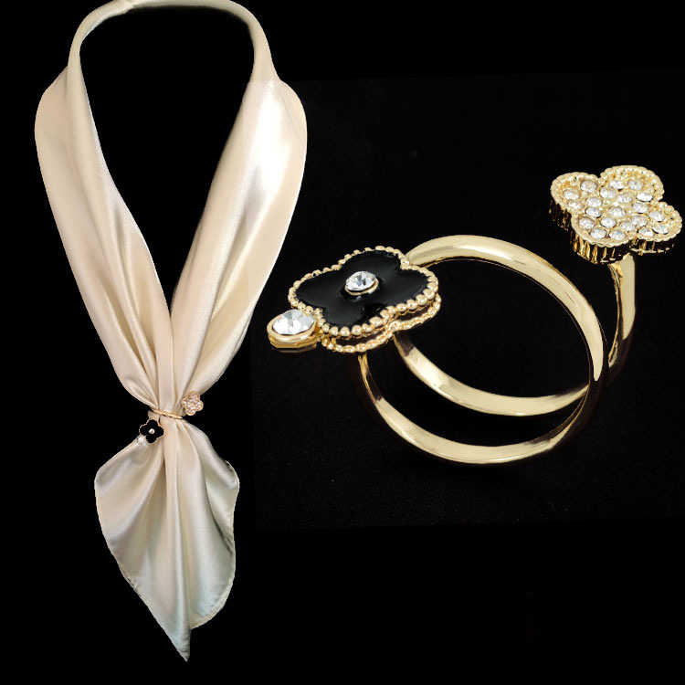四叶草丝巾扣  韩版丝巾环花朵水钻女士优雅必备配饰  厂家直销