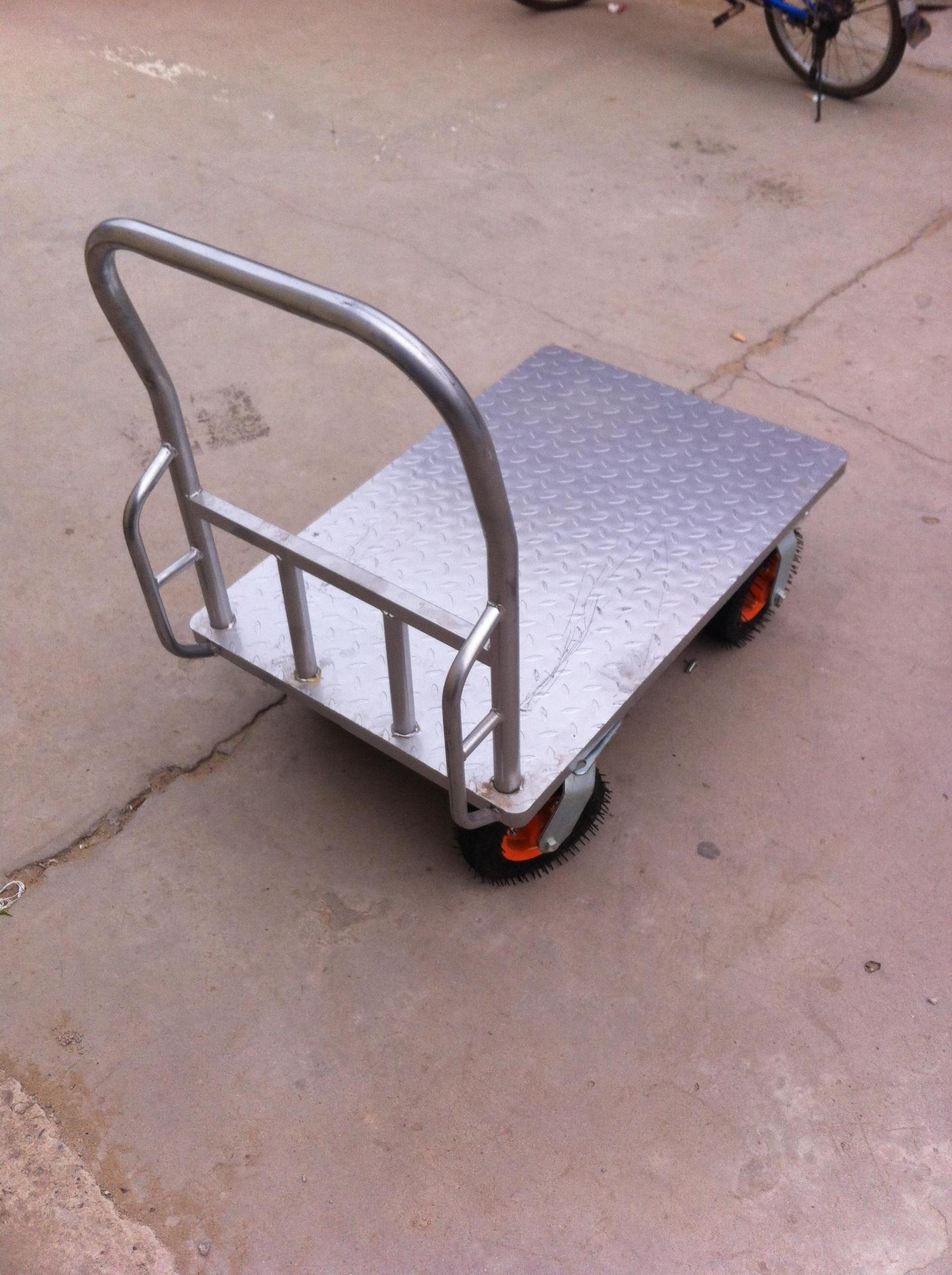 加厚钢板手推平板车推货物流拉货车拖车静音车铁板车厂家直批