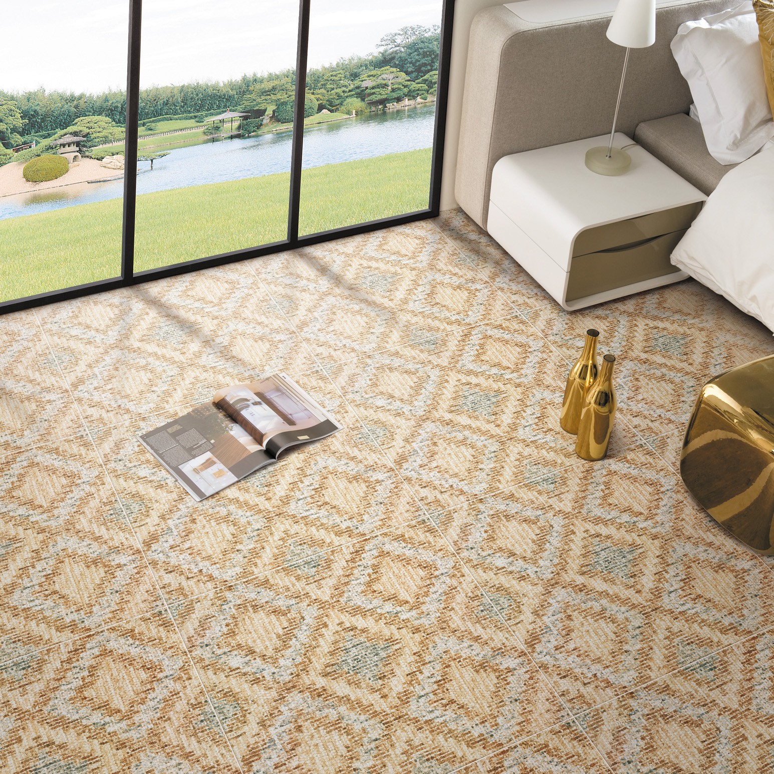 仿地毯卧室防滑瓷砖 客厅阳台地砖地板砖600 600