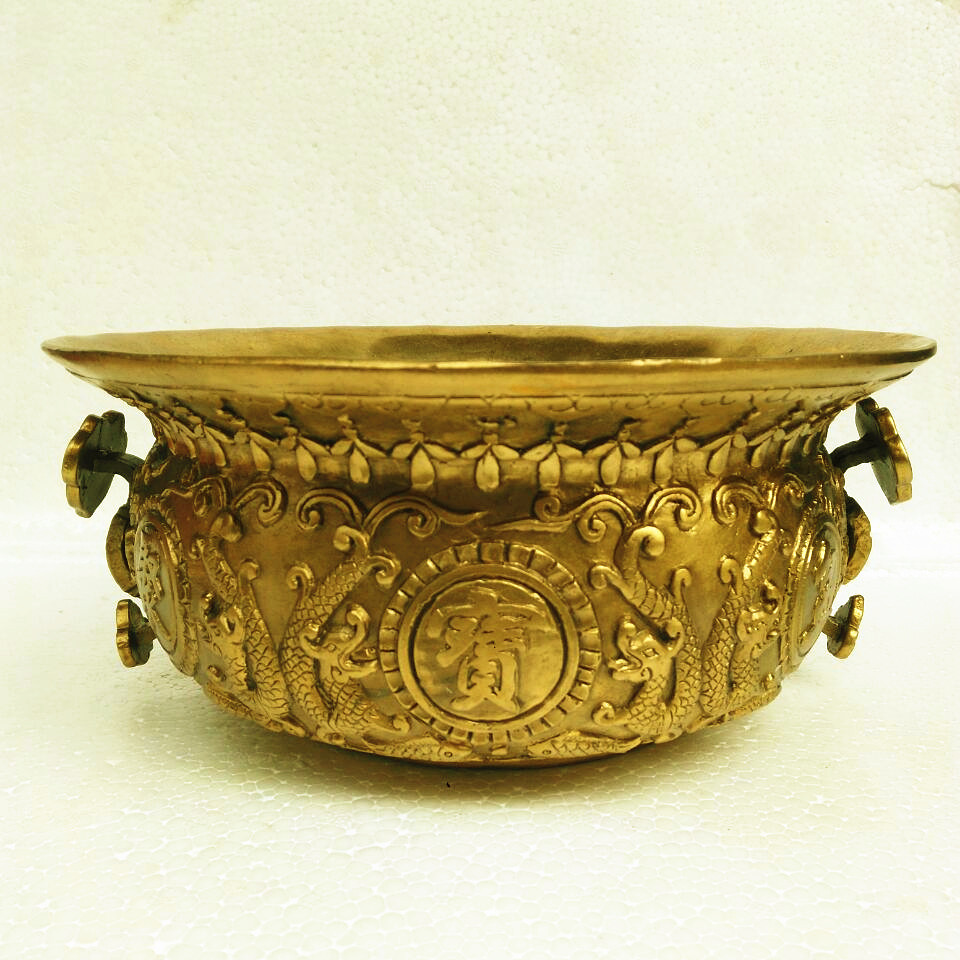 风水纯铜聚宝盆摆件香炉家居装饰办公摆件装饰家居工艺品