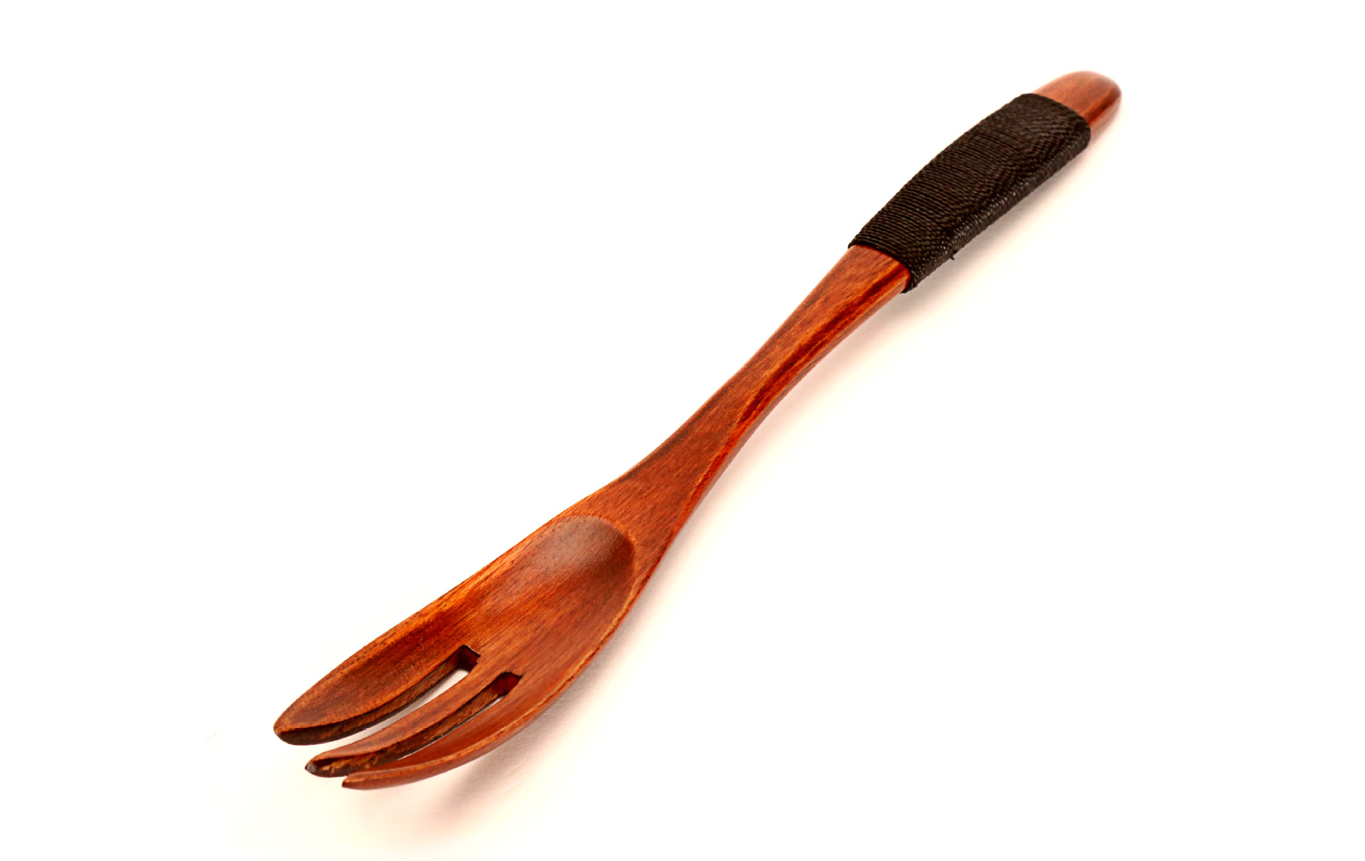 小木仙 日式高档精致长柄木质缠线木叉 原